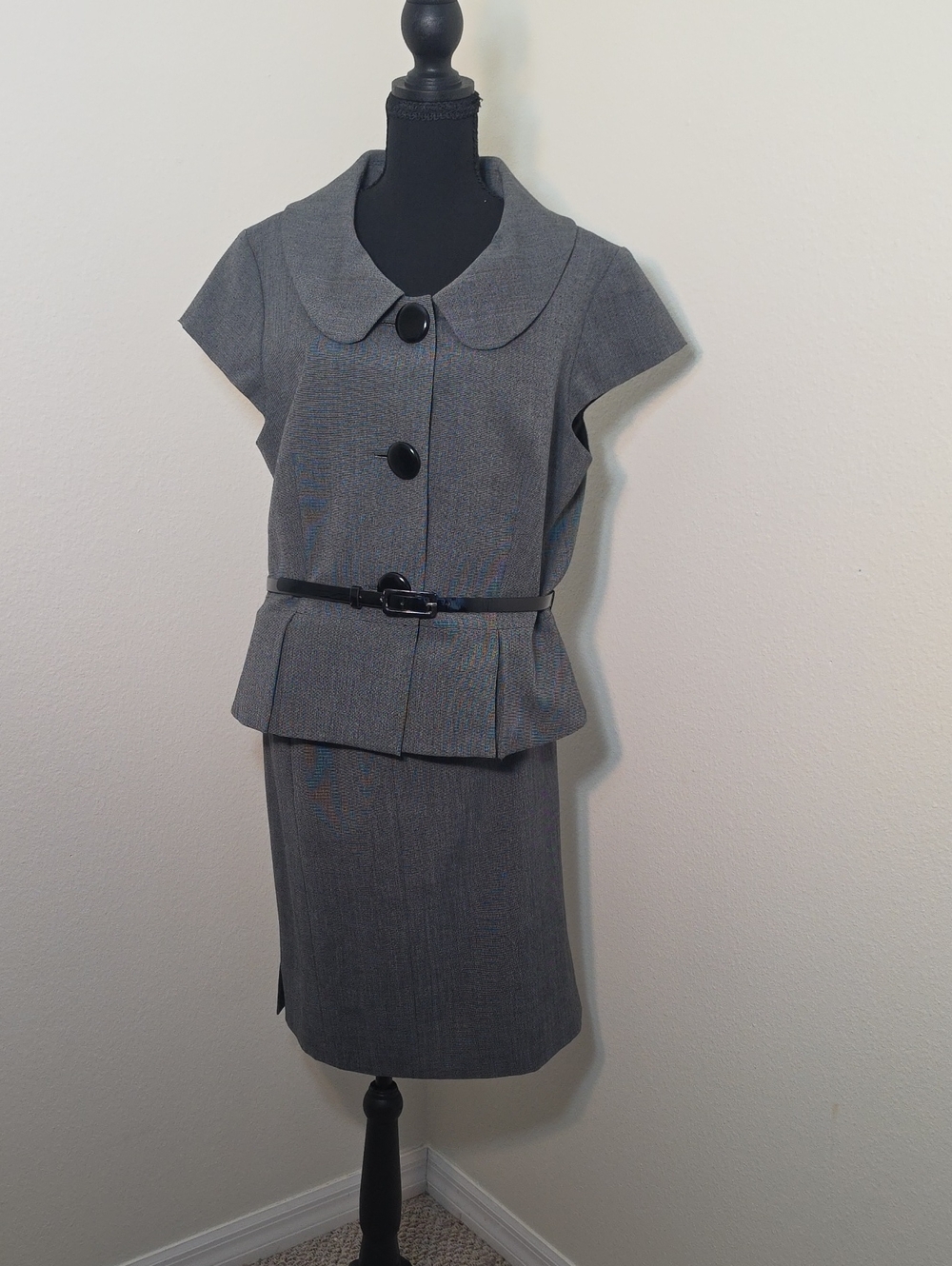 Josephine Studio two piece belted skirt set | Grey|Size 14